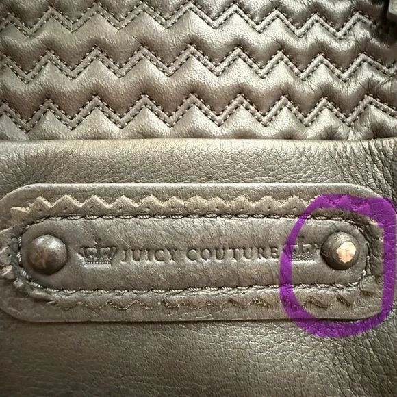 Juicy Couture | Modern Queen Baroque Leather Satchel, Dark Gray - Picture 15 of 17